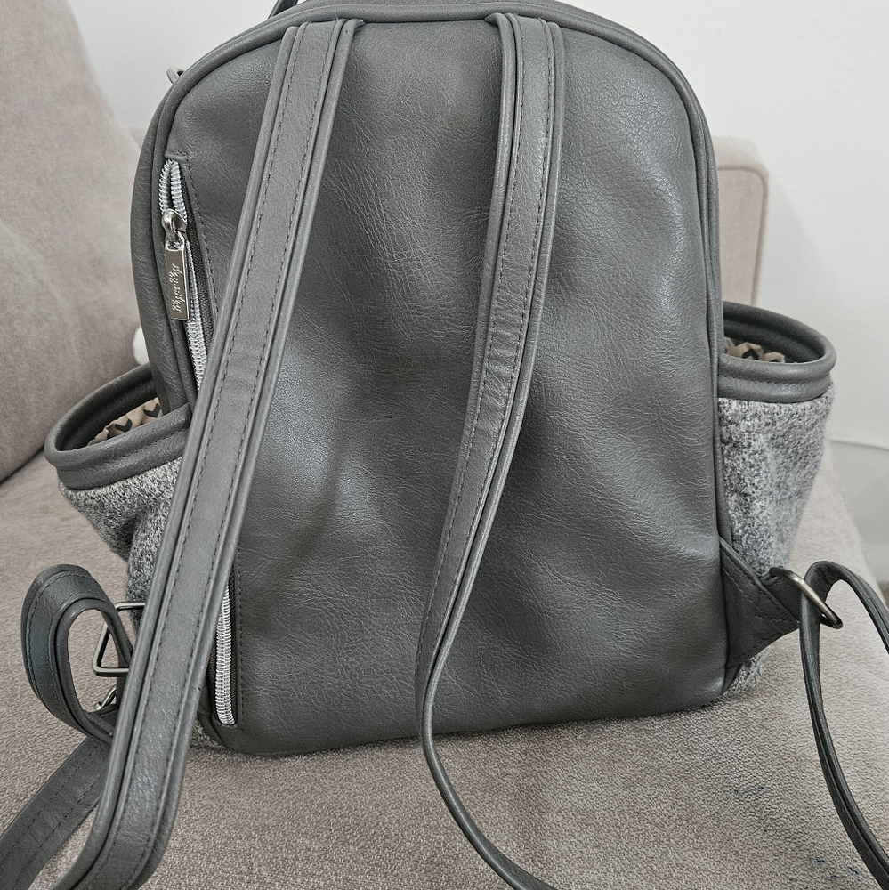 Elegant Gray Leather Backpack
